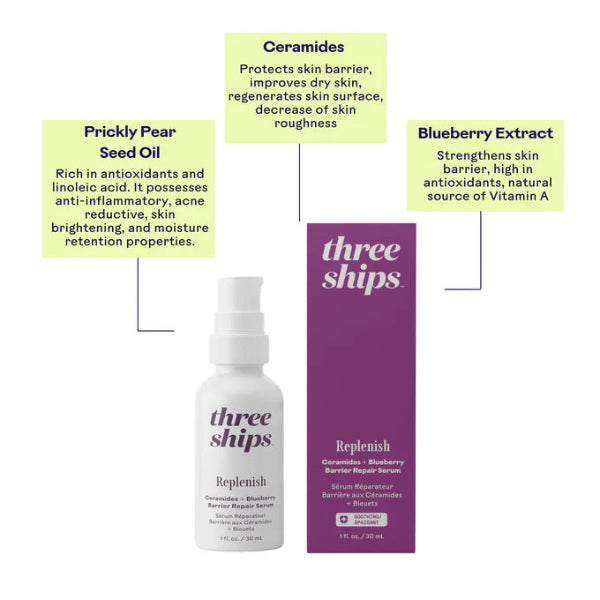 Three Ships - REPLENISH Ceramides + Blueberry Barrier Repair Serum