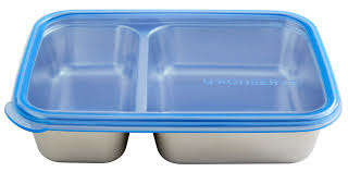 UKonserve - Two Compartment Bento with Blue Silicone Lid 28oz