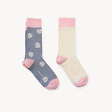 Pokoloko - 2 Pack Pima Socks Lotus & Solid Grey/White L/XL