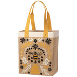 Now Designs - Large Burlap Shopping Bag Bee Garden