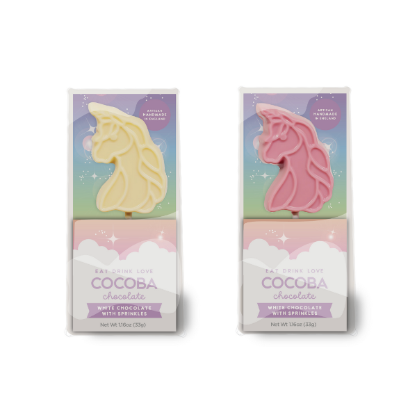 Cocoba - White Chocolate Unicorn Lollipops