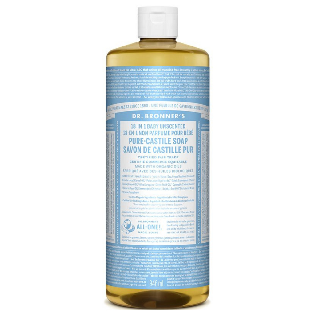 Dr. Bronners Castile Liquid Soap Unscented Baby Mild terra20