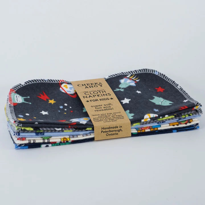 Cheeks Ahoy - Kids Cloth Napkins Cotton Flannel 8x8" 10 Piece